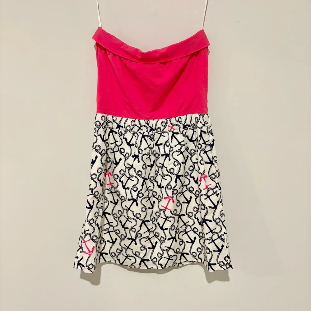 Lilly Pulitzer Esmeralda Dress strapless anchor dress in Ahoy There‎ pink small - Picture 2 of 7